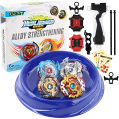 OBEST Bey Battling Tops Battle Gyro Set Whirlwind Gyros Burst 4D Launcher Stater Grip and Stadium Battle Set, Burst Gyro New Year Kids