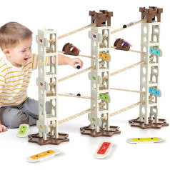 burgkidz Music Marble Run, 106 dalių takelio elementų rinkinys Marble Run su 5 muzikiniais takeliais, STEM statybos žaislas, mąstymo žaidimas berniukams ir mergaitėms, laimingos gimtadienio dovanos vaikams nuo 4 iki 14 metų