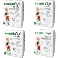 Bambiboo 4 x 15 vienreizlietojamo autiņbiksīšu komplekts ar smalku bambusa šķiedru - vienreizlietojamās autiņbiksītes zīdaiņiem - aizsardzība jutīgai ādai - ļoti labi uzsūcošas - 6. izmērs (XXL), 60 gab. iepakojums