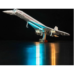 LocoLee Gaisma, saderīga ar Lego Concorde, LED apgaismojums, saderīgs ar LEGO 10318 Icons Concorde Supersonic Passenger Aircraft - tikai gaismu komplekts, bez modeļa