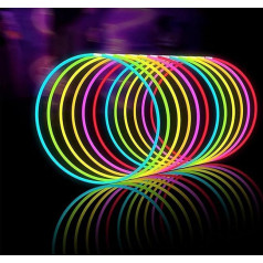 Glow Sticks Party komplekts - 55 cm spīdošas nūjiņas Helovīnam, koncertiem, Jaungada vakaram, ballīšu dāvanām un spēlēm - Glow Sticks Party Pack by Party Dragon - daudzkrāsains, 100 gab. iepakojums