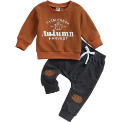 Yassiglia Baby Boys Halloween divu gabalu apģērbs Pumpkin Ghost Print Apģērbu komplekts Toddler Apģērbu komplekti Newborn Rudens Svīteris + bikses komplekts