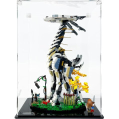 icuanuty Akrila vitrīna Lego Horizon Forbidden West Long Neck 76989, putekļu necaurlaidīga glabāšanas un organizācijas vitrīna Lego modelim, izmērs: 25 x 22 x 38 cm (tikai vitrīna)