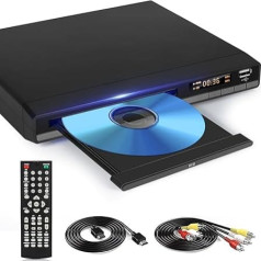 HD DVD atskaņotājs ar USB pieslēgvietu, HDMI DVD atskaņotājs bez reģioniem viedajam televizoram, HDMI/RCA izejas kabelis komplektā, pārrāvuma punktu glabāšana, iebūvēts PAL/NTSC, CD atskaņotājs mājās (ne Blu-ray)