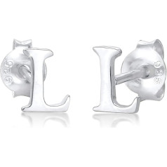 Elli Minimal 925 Silver Stud Earrings Letter L Initials, Стерлинговое серебро, None