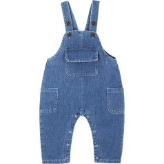 ANIMQUE Baby Toddler Denim Dungarees Jumpsuit bez piedurknēm Kids Boys Meitenes Pogas Jumpsuits Regulējamas bikšturi bikses bikses Basic 0-3 gadi