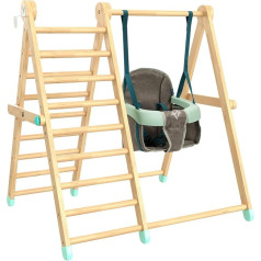 TP Active-Tots Wooden Climbing and Rocking Activity Set Indoor & Foldable Baby and Toddler from 6 Months Indoor Climbing and Play Set with Swing