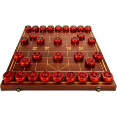 STEPHM Ķīnas rožkoka šaha spēļu komplekts, pārnēsājams Xiangqi ar saliekamo galdu, galda mācību stratēģijas spēle 2 spēlētājiem, pusaudžiem, pieaugušajiem un ģimenēm (izmērs: 4,8 cm/1,9 collas)