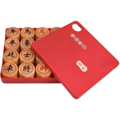 Traditional Chinese Xiangqi for 2 Players, Portable Chinese Travel Chess Board Game Set with Boxwood Figures and Leather Chess Board