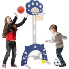 Children's Basketball Hoop Set, 3-in-1 Height-Adjustable Basketball Stand & Football Goal, Golf Game for Toddlers, Boys and Girls, Suitable for Indoor Use