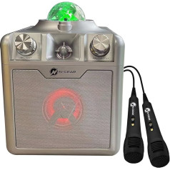 N-Gear Disco Star 710 bērnu ballīšu mūzikas sistēma un karaoke mašīna ar disko bumbu un lāzeru - 50 vatu mūzikas kastes Bluetooth skaļrunis ar ballīšu gaismu un karaoke mikrofonu meitenēm un zēniem