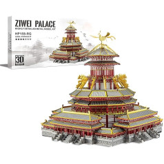 Piececool 3D Puzzle Metal Architecture Palace Ziwei pils, 3D metāla puzle 340 Nerūsējošais tērauds, Pilnmetāls, 1:1 atjaunošana, Dzimšanas dienas dāvana, Modeļu komplekts pieaugušajiem, 189 gabaliņi