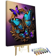 TISHIRON Butterfly Painting by Numbers Adult Kit, DIY Painting by Numbers Kits iesācējiem, Painting by Numbers Perfect for Gift Home Wall Decor - ierāmēts