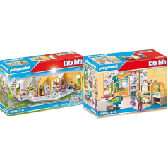 PLAYMOBIL City Life 70986 Grīdas pagarinājuma māja ar gaismas efektu, rotaļlieta bērniem no 4 gadiem & City Life 70281 Piedzīvojumu rotaļu laukums ar kāpšanas sienu, šūpolēm un slidkalniņu, no 4 gadiem