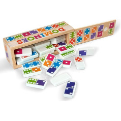 EDRON Melissa & Doug Melissa & Doug Domino galda spēle ar 28 krāsainām plāksnītēm koka glabāšanas kastē