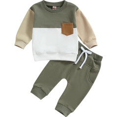 Yassiglia Baby Boys Clothing Set Autumn 2-Piece Outfit Colour Patchwork Long Sleeve Shirt + Trousers Toddler Clothing Sets Newborn Baby Clothing