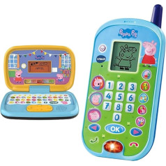 VTech Peppas Peppas mācību klēpjdators - mācību dators ar ABC tastatūru un Peppas mācību tālruni - ar Peppas cūciņas oriģinālajām balsīm un aizraujošām izglītojošām spēlēm - 2-5 gadus veciem bērniem