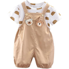 ACMEDE toddler apģērbu komplekts bērnu zēni meitenes kokvilnas T-krekls + bērnu džinsi Dungarees īss vasaras džinsi kombinezonu kombinezonu izmērs 74/80/86/92/98/104/110