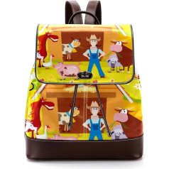 Cartoon Farm Estate Animals Rooster Cow Cow Horse Personalised School Bags Book Bags for Teenagers, Multicoloured, 27 x 12.3 x 32 cm, mugursoma mugursomas, multicoloured