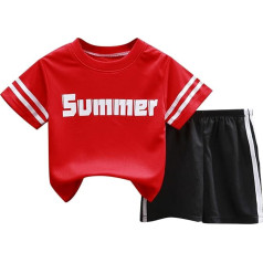 Children's Toddler Boys Summer Clothing Outfits - 2-Piece Summer Jogging Suit Short Tracksuit T-Shirt + Sports Shorts Children's Jogging Suit Football Jersey Set Soft Cotton Blend Size 2 to 7