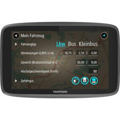 TomTom LKW LKW Navi GO Professional 620 - LKW navigācija un maršruti, pārraudzība ar TomTom Traffic, Karten-Updates Europa, Wi-Fi atjauninājumi, augstas kvalitātes navigācija (vispārēji pieejams)