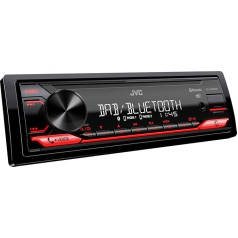 JVC KD-X282DBT USB autoradio ar DAB+ un Bluetooth brīvroku komplektu (USB, AUX-In, 1 x 2,5 V priekšizvads, skaņas procesors, 4 x 50 W, sarkans pogu apgaismojums)