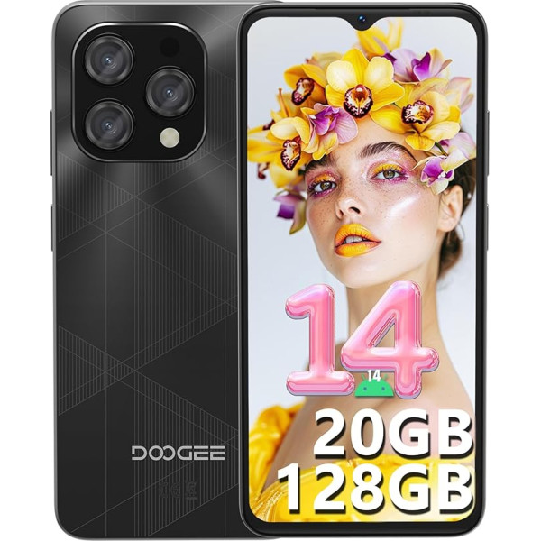 DOOGEE N55PLUS Mobilais tālrunis bez līguma, 20 GB + 128 GB (TF 1 TB), Android 14 viedtālruņi, 5150 mAh, 6,56 collu HD+ viedtālrunis bez līguma