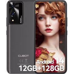 CUBOT viedtālrunis bez līguma Android 14 Mobilais tālrunis 128GB ROM 1TB TF Expand 48MP kamera 6,56 collu displejs 5100 mAh A10 viedtālrunis 4G Dual SIM Face ID Black