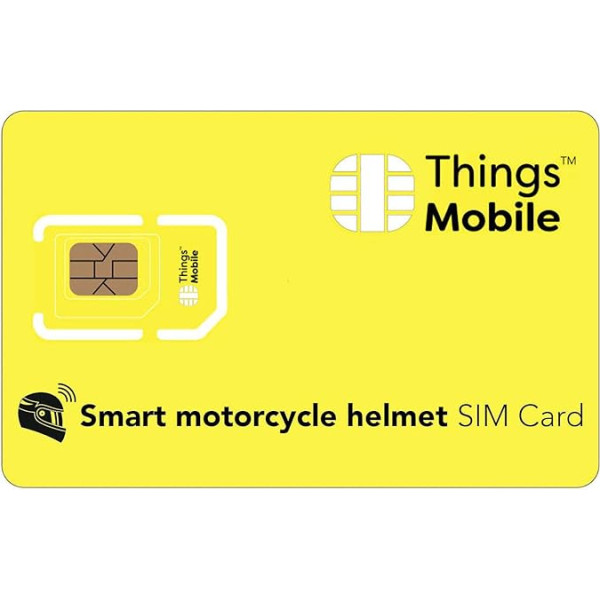 IOT/M2M SIM karte SMART MOTORCYCLLE HELMET - Things Mobile - Things Mobile - Tīkla pārklājums visā pasaulē, vairāku pārdevēju tīkls GSM/2G/3G/4G £ 10 kredīts iekļauts