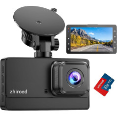 Automašīnas priekšējā kamera, 1080P FHD Dash Cam ar nakts redzamību, WDR un 176° platleņķa autokameru, 3 collu IPS ekrāns, cilpas ierakstīšana, G-sensors, kustības noteikšana un stāvvietas režīms, ietilpst 32G SD karte