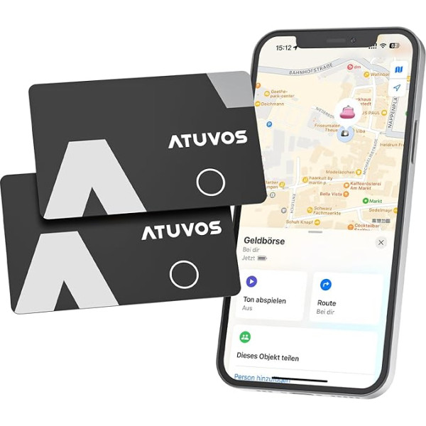 ATUVOS Wallet Tracker Card Thin 1.6 mm Pack of 2, Smart Air Tag karte saderīga ar Apple Kur ir? (tikai iOS, Android neatbalsta), Bluetooth priekšmetu meklētājs ceļojumu čemodāniem, bagāžai,