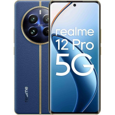 realme 12 Pro 5G viedtālrunis, 8 + 256 GB, Sony portretu kamera ar 2X optisko tālummaiņu, IMX882 OIS kamera, 6,7 collu 120 Hz izliekts Vision displejs, 67 W SUPERVOOC uzlāde, 5000 mAh masīva baterija, zils