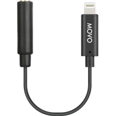 Movo IMA-1 3,5 mm TRRS mikrofona adaptera kabelis ar Lightning savienotāju, saderīgs ar Apple iPhone, iPad, viedtālruņiem un planšetdatoriem, optimizēts mikrofoniem/pro audio, melns