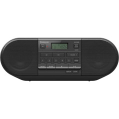 Panasonic RX-D500EG-K CD Boom Box Radio FM CD atskaņotājs, darbināms no elektrotīkla un akumulatora, darbojas ar miega taimeri, melns