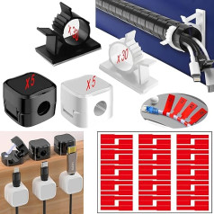 Regulējami kabeļu skavotāji, Kabeļu turētājs, pašlīmējošs, Kabeļu organizators, Kabeļu stiprinājumi pie sienas, Kabeļu vadības komplekts, kas ietver 60 kabeļu turētājus, 10 uzlādes kabeļu turētājus, 30 kabeļu turētājus