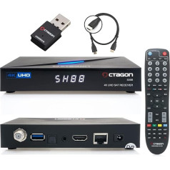 Octagon SX88 4K Linux satelīta uztvērējs + 300 Mbit WiFi Stick + HM-SAT HDMI kabelis - ar PVR ierakstīšanas funkciju, Smart TV straumēšanas ierīci, Sat to IP, Unicable, multivides bibliotēku, YouTube, interneta radio,