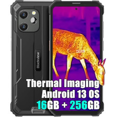 Blackview BV8900 Āra mobilais tālrunis bez līguma, 16GB + 256GB, IP68 Android 13 6,5 collu FHD+ 2.4K, 64MP + termokamera, 10000mAh 33W uzlāde, Dual SIM 4G āra viedtālrunis bez līguma