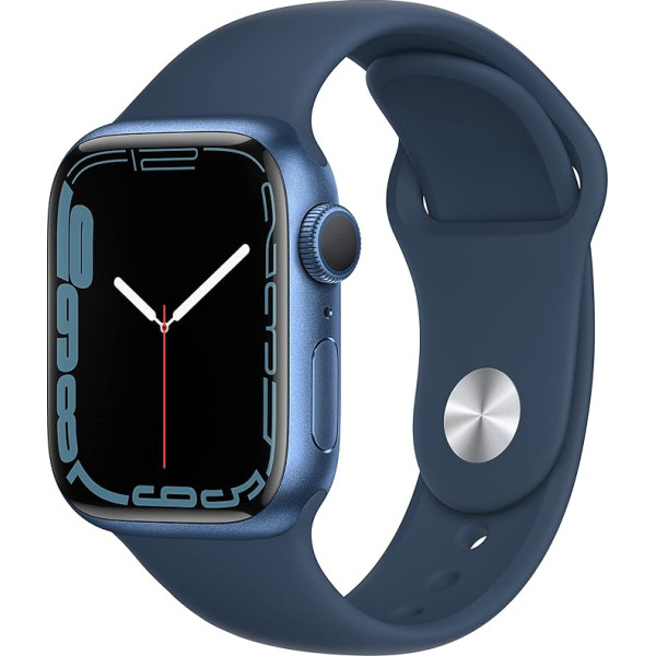 Apple Watch Series 7 (GPS, 41 mm) Aluminiumgehäuse Blau Mit Abyss Sportarmband Blau (Latvija)