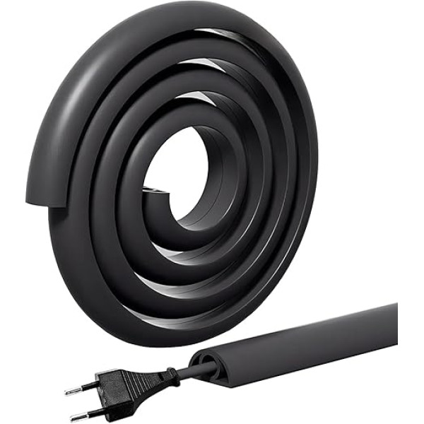 Elastīga kabeļu kanalizācija, pašlīmējoša kabeļu aizsardzības grīda - 3 m x 20 mm x 10,2 mm, elastīga kabeļu kanalizācija, PVC, kabeļu kanalizācijas grīda, mājām, birojam, skolai, noliktavām (melna, 2 m, 1 kabelis)