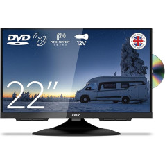 Cello C2224F Trav 22 collu Full HD DVD kempinga ceļojumu televizors ar bezrāmju integrētu DVD atskaņotāju, trīskāršu uztvērēju (DVB-C/-S2/-T2) Pitch Perfect Sound Motorhome Caravan Truck Boat [2024]