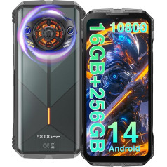 DOOGEE S PUNK Android 14 Āra mobilais tālrunis, 16 GB + 256 GB (TF 1TB), 126 dB skaļrunis, 50 MP + 16 MP kamera, inteliģentas mijiedarbības gaismas, 10800 mAh/33 W, 6,58 collu FHD+ ārējais apgaismojums