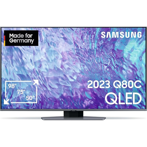 Samsung QLED 4K Q80C 50 collu televizors (GQ50Q80CATXZG, vācu modelis), Smart TV, Direct Full Array, Neural Quantum Processor 4K, Real Depth Enhancer [2023]