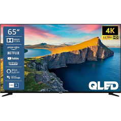 Telefunken QU65K800 65 collu QLED TV / Smart TV (4K UHD, HDR Dolby Vision, trīskāršs uztvērējs, Bluetooth, WLAN, Netflix u.c.) - iekļauts 6 mēnešu HD+, melns