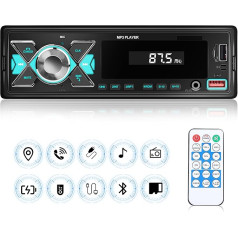 Autoradio 1 DIN Bluetooth autoradio ar Bluetooth brīvroku komplektu FM radio / USB / TF / Aux in / RCA / 40 EQ / 7 krāsas / 7 krāsas / App atrod auto MP3 atskaņotāju ar tālvadības pulti Stereo auto radio uztvērējs