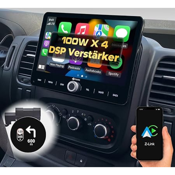 DYNAVIN Android auto radio ar satelītnavigāciju Renault Trafic 3 Opel Vivaro Fiat Talento, 10,1 collu radio ar bezvadu Carplay un Android Car, Head-up displejs, ietver DAB+: D9-RNTRF Premium Flex