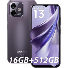 Ulefone Note 16 Pro Mobilais telefons, 512GB ROM + 16GB RAM, Android 13, Kamera 50MP, Dual SIM 4G tālrunis, 6,52 collu HD+ ekrāns, 4400 mAh akumulators, Pirkstu nospiedumi, Face ID/OTG/3 slots - Violets