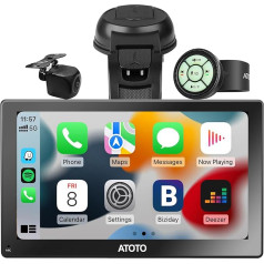 [9 collu] ATOTO P5 pārnēsājamais auto radio CarPlay displejs, bezvadu Carplay un Android Car, QLED Anti-Glare Touch Screen, Bluetooth, 1080P atpakaļgaitas kamera, MirrorLink, P509SD-S21