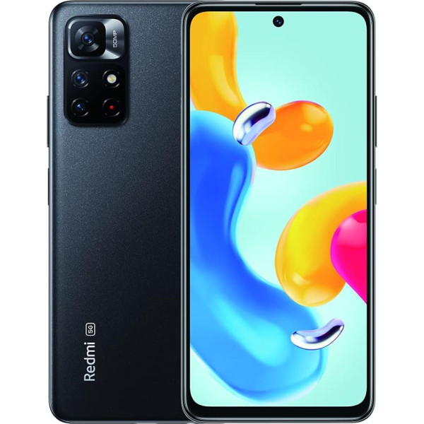 Xiaomi Redmi Note 11S 5G viedtālrunis, MTK Dimensity 810, 33W Pro Fast Charging, 50MP AI trīskāršā kamera, NFC, 4+64, pusnakts melns (versija)