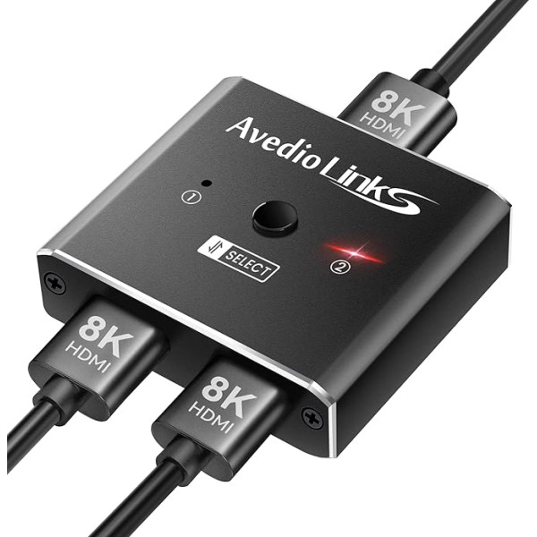 avedio saites HDMI sadalītājs HDMI Splitter Switch, 4K@120Hz Bidirektional HDMI Switch Splitter 1 in 2 Out/2 in 1 Out, Aluminium HDMI Verteiler HDMI Switcher für PS5/4, Xbox, TV Box, TV Stick