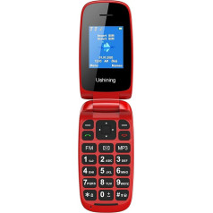 CHAKEYAKE mobilais tālrunis senioriem bez līguma, salokāms mobilais tālrunis ar lielām pogām, 2G GSM mobilais tālrunis senioriem ar 1,7 collu krāsu displeju, Dual SIM, SOS ārkārtas izsaukuma poga, lukturītis (sarkans)